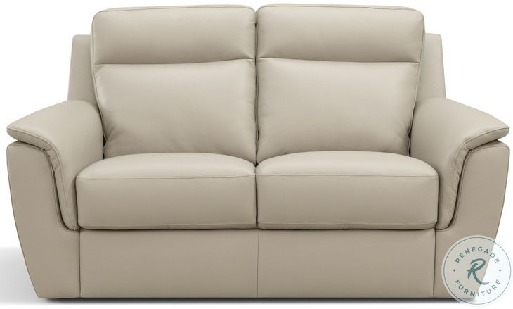 Maddox Taupe Khaki Leather Loveseat