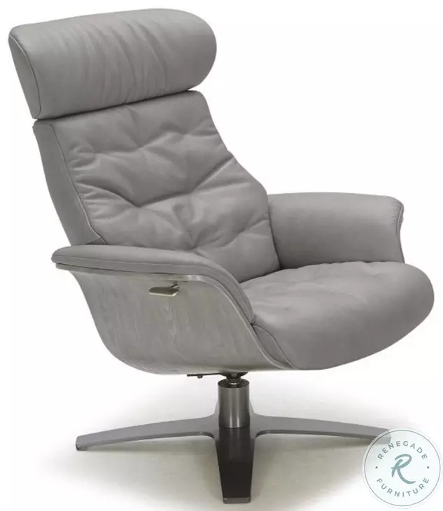Karma Gray Italian Leather Lounge Chair