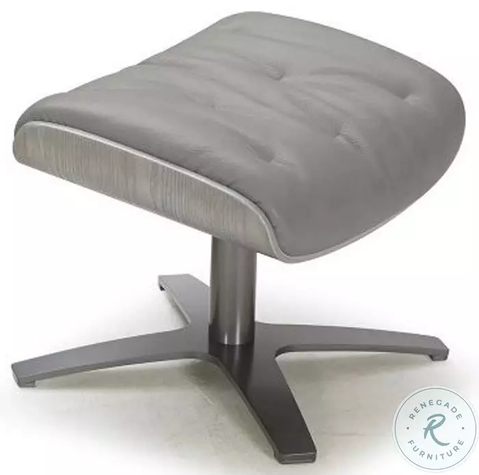 Karma Gray Italian Leather Ottoman