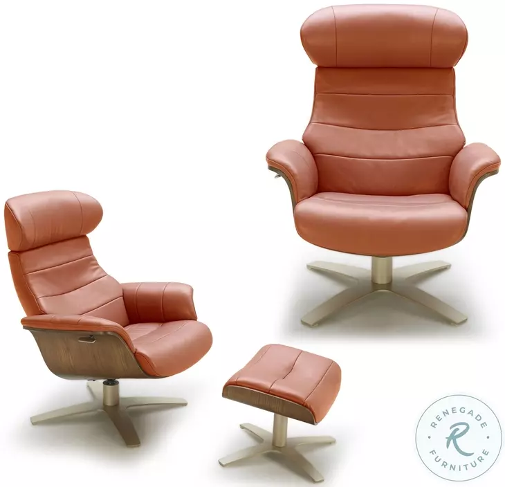 Karma Pumpkin Italian Leather Ottoman