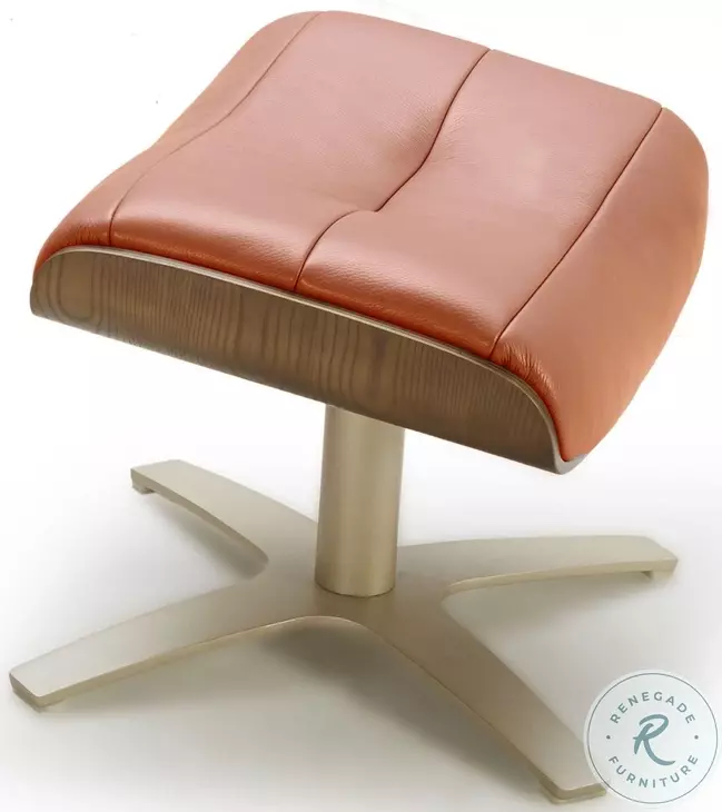 Karma Pumpkin Italian Leather Ottoman