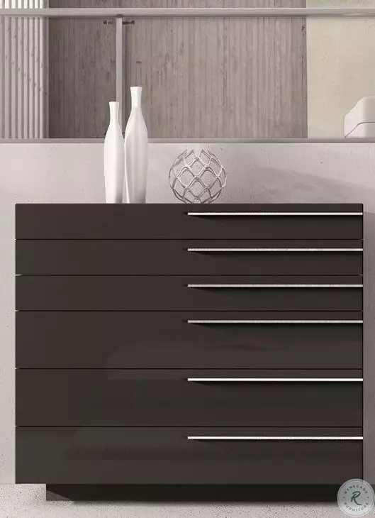 Santana Black 6 Drawer Chiffonier