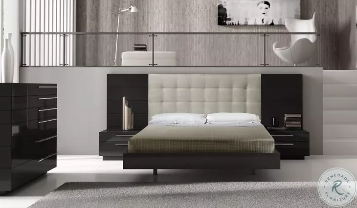 Santana Black And Beige King Platform Bed