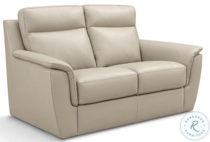 Maddox Taupe Khaki Leather Loveseat