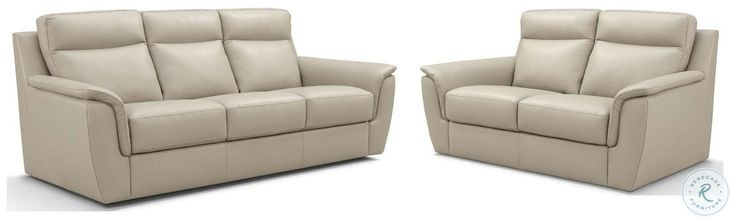 Maddox Taupe Khaki Leather Living Room Set