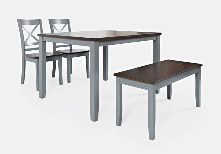 Asbury Park Gray and Brown 4 Piece Dining Set with Bench