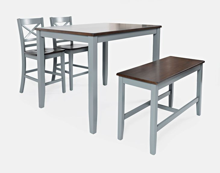 Asbury Park Gray and Brown 4 Piece Counter Height Dining Set with Bench