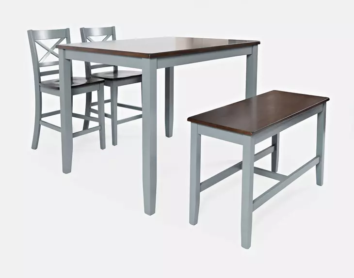 Asbury Park Gray and Brown 4 Piece Counter Height Dining Set with Bench