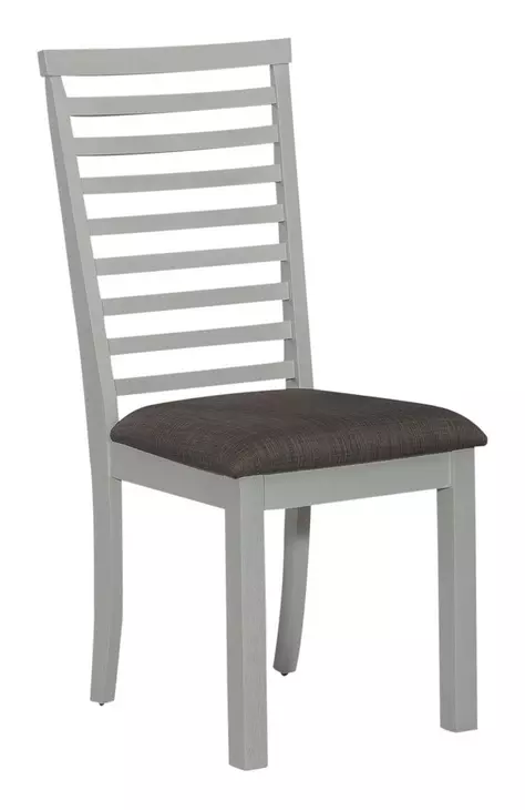 Bayview Textured White and Carbon Gray Upholstered 5 Piece Extendable Dining Set