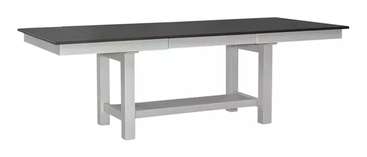 Bayview Textured White and Carbon Gray Upholstered 6 Piece Extendable Dining Set