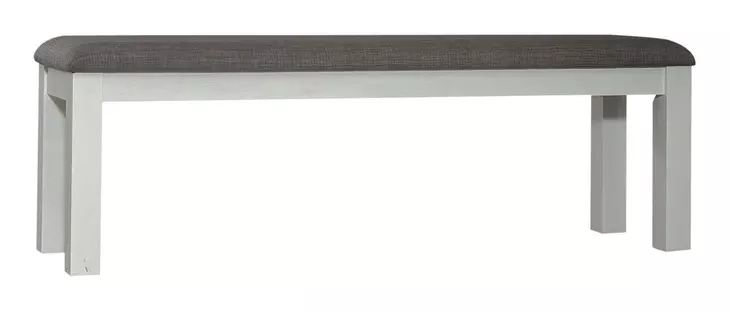 Bayview Textured White and Carbon Gray Upholstered 6 Piece Extendable Dining Set
