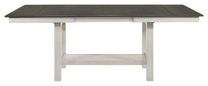 Brook Bay Textured White and Carbon Gray 94" Extendable Rectangular Gathering Table
