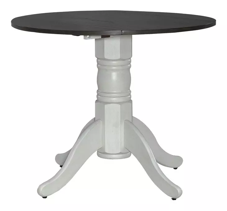 Bayview Textured White and Carbon Gray 3 Piece Drop Leaf Dining Set