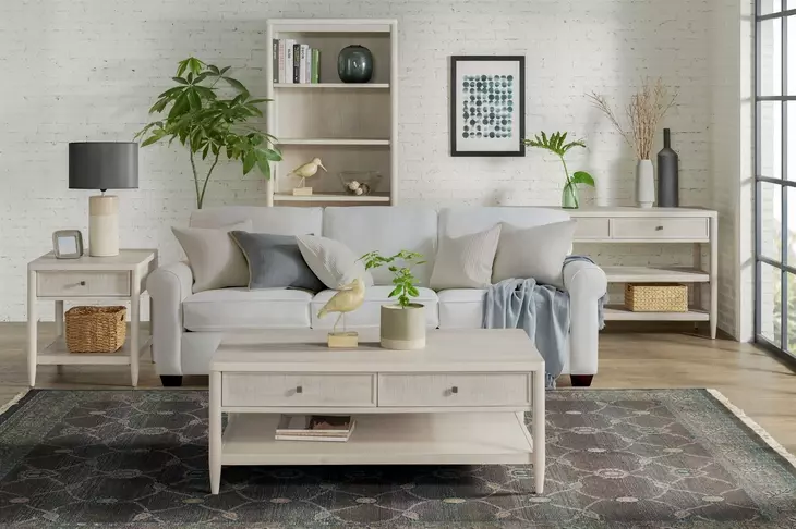 Maren White Sand Rectangular End Table