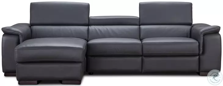 Allegra Slate Grey Leather Power Reclining Sectional