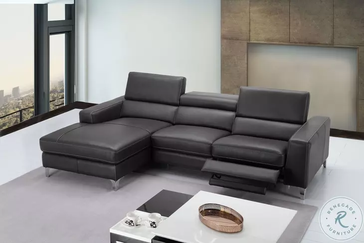 Ariana Gray Italian Leather Reclining LAF Sectional