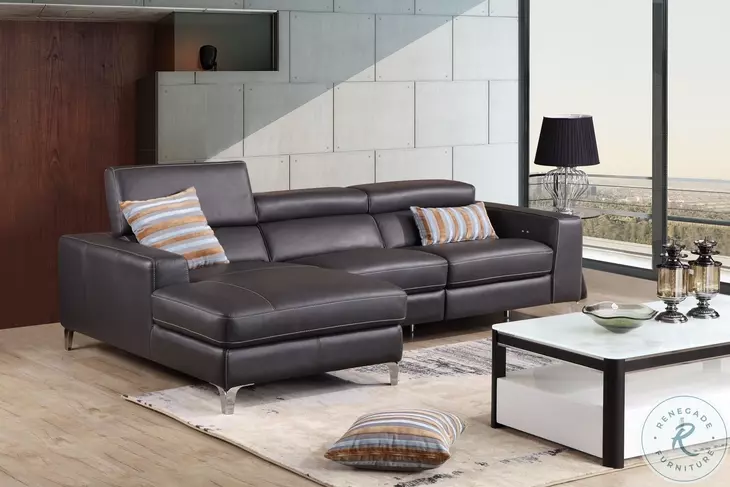 Ariana Gray Italian Leather Reclining LAF Sectional