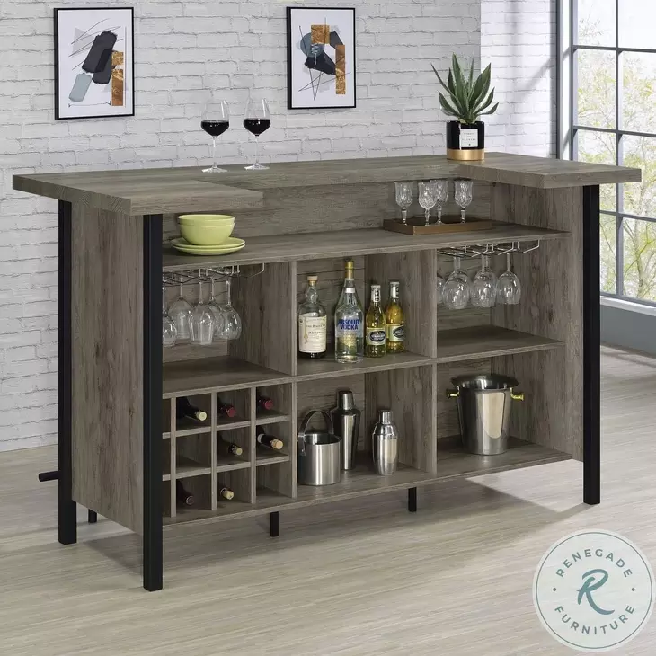 182105 Grey Driftwood And Black Bar Unit