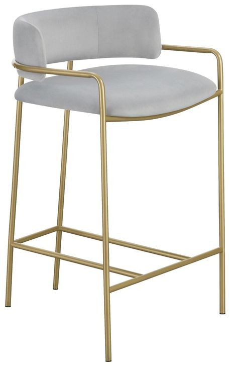Comstock Grey And Gold Upholstered Low Back Counter Height Stool