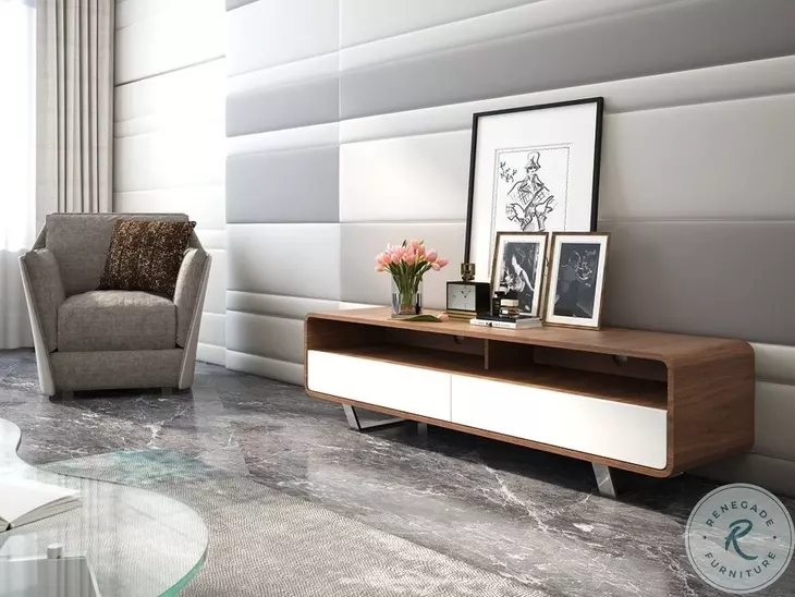 Gramercy Walnut And White TV Stand