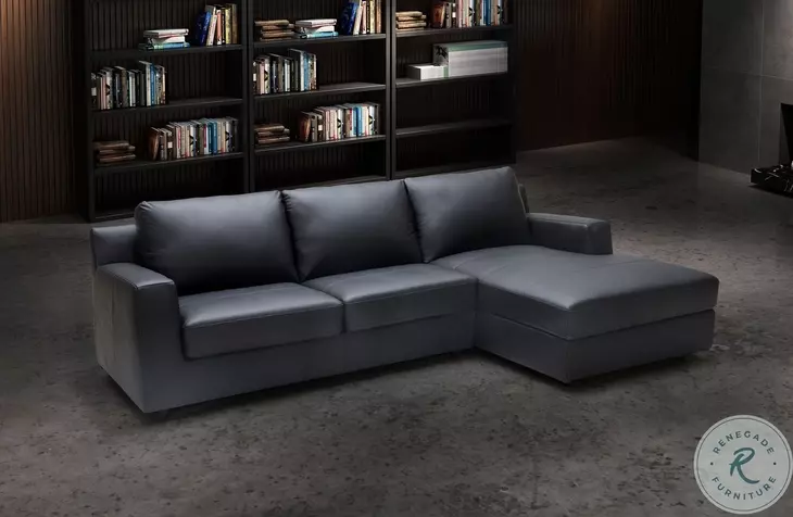 Elizabeth Black Premium Leather RAF Sectional