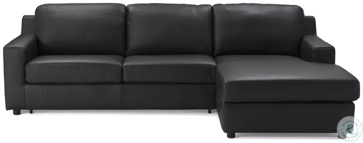 Elizabeth Black Premium Leather RAF Sectional