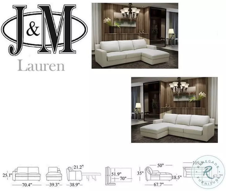 Lauren Light Grey Premium Leather RAF Sectional