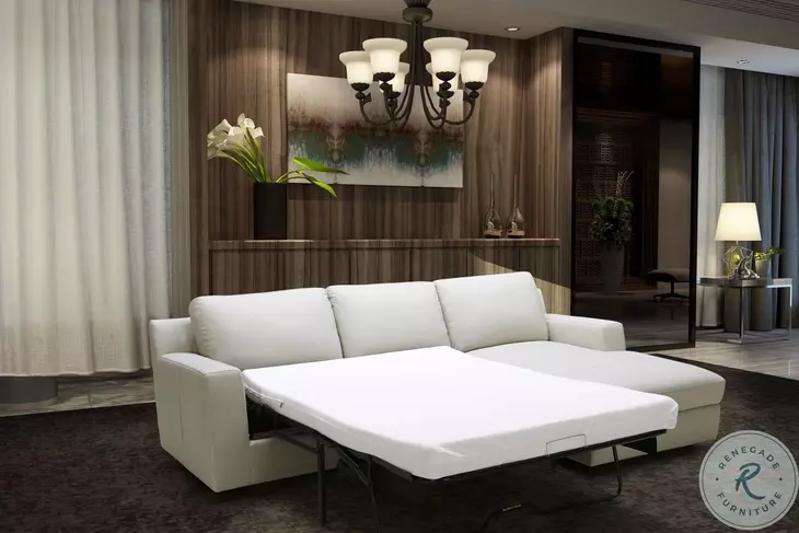 Lauren Light Grey Premium Leather RAF Sectional