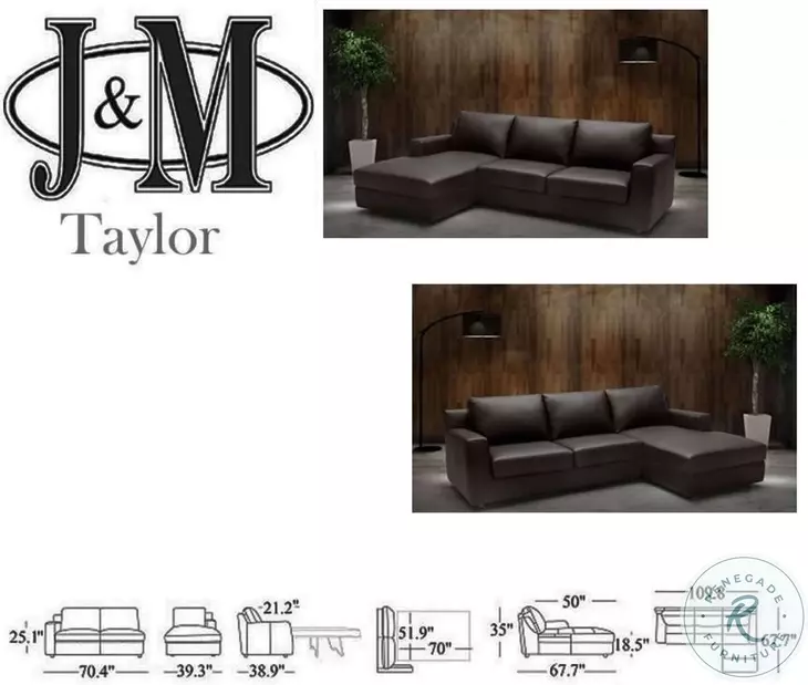 Taylor Brown Premium Leather LAF Sectional