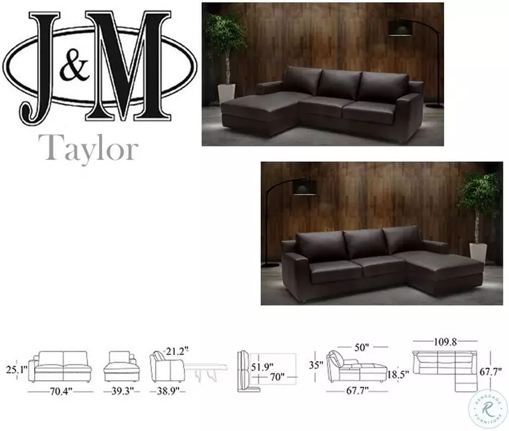 Taylor Brown Leather RAF Sectional