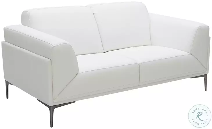 Davos White Leather Loveseat