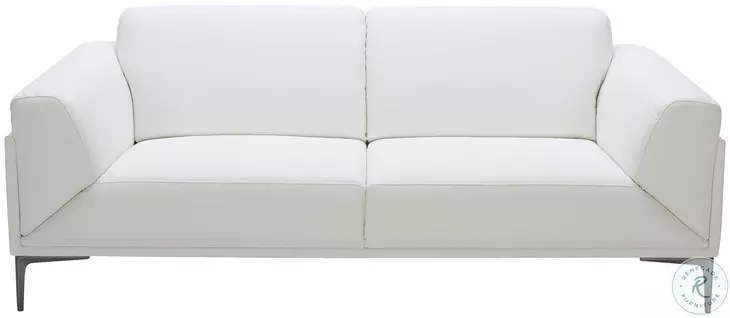Davos White Leather Sofa