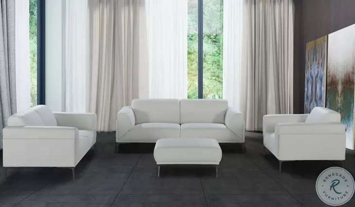 Davos White Leather Chair