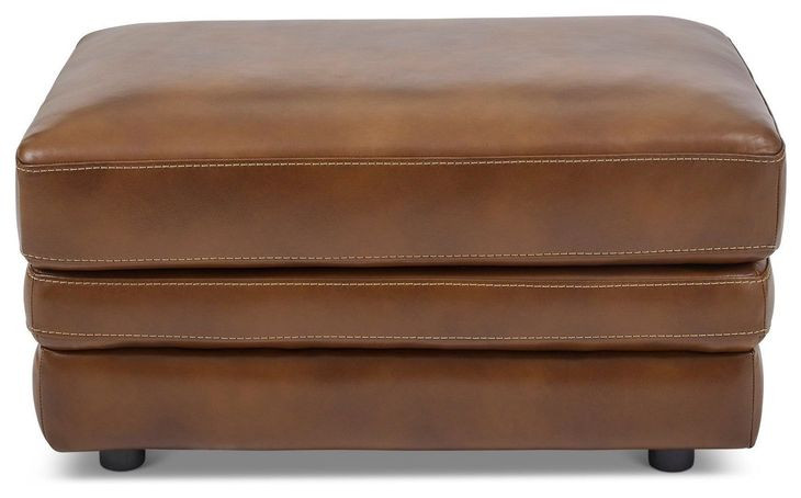 David Pecan Leather Upholstered Rectangular Ottoman From Flexsteel