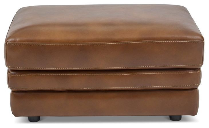 David Pecan Leather Upholstered Rectangular Ottoman