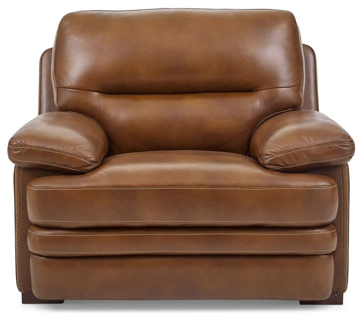 David Pecan Leather Upholstered Lounge Chair From Flexsteel