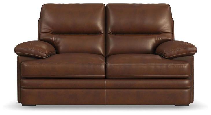 David Pecan Brown Leather 70" Loveseat