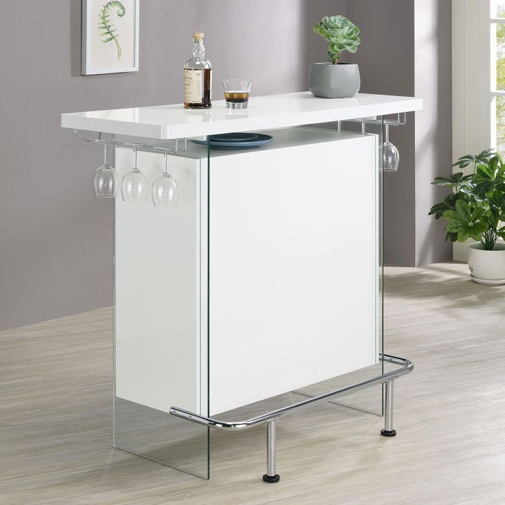 Acosta High Gloss White And Chrome Bar Unit