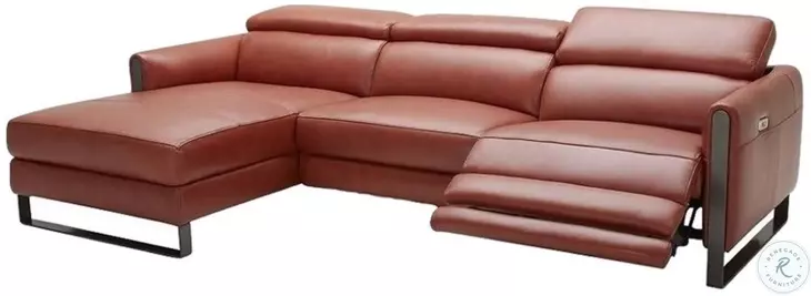 Nina Ochre Italian Leather Power Reclining LAF Sectional