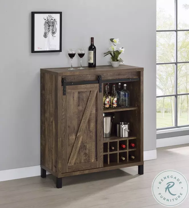 182852 Rustic Oak Bar Cabinet