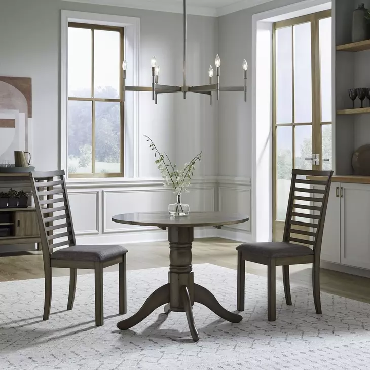 Bayview Sandstone and Gray Upholstered 3 Piece Drop Leaf Dining Set