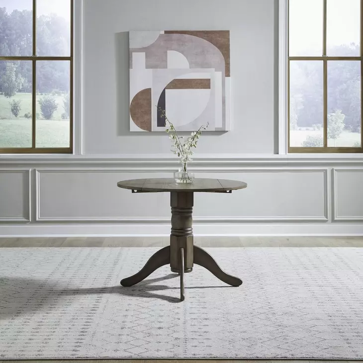 Bayview Sandstone 36" Extendable Round Drop Leaf Dining Table
