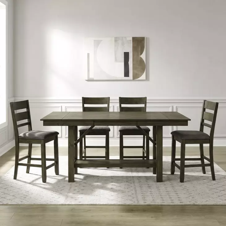 Bayview Sandstone and Gray 5 Piece Extendable Gathering Dining Set
