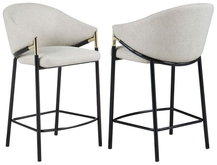 Chadwick Beige And Glossy Black Sloped Arm Counter Height Stool Set of 2