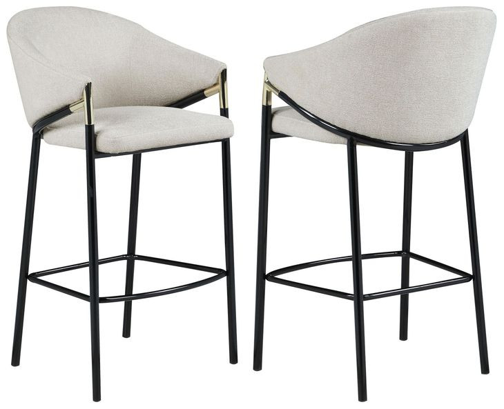 Chadwick Beige And Glossy Black Sloped Arm Bar Stool Set of 2