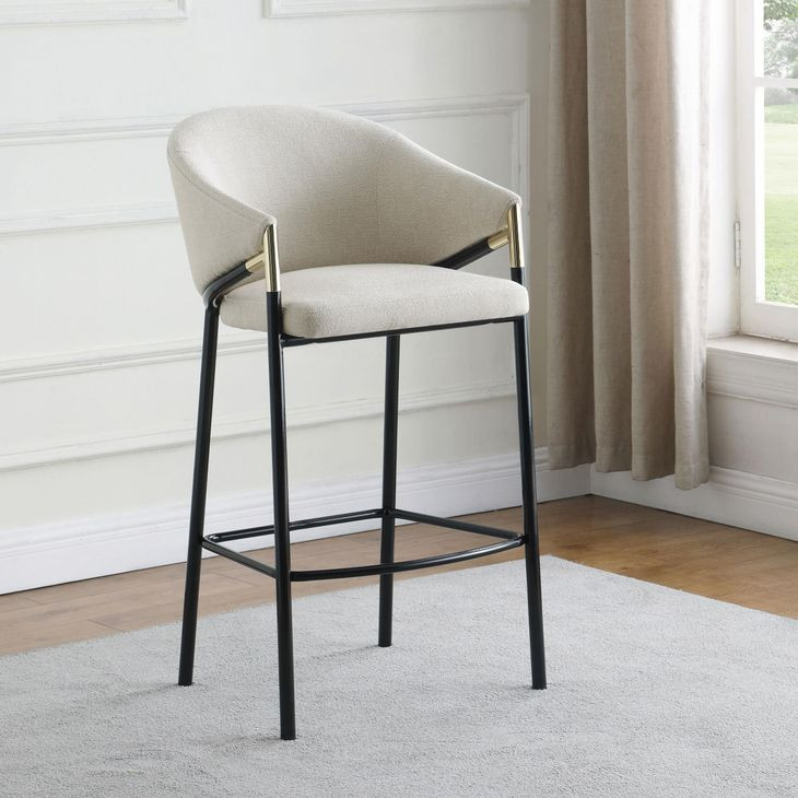 Chadwick Beige And Glossy Black Sloped Arm Bar Stool Set of 2