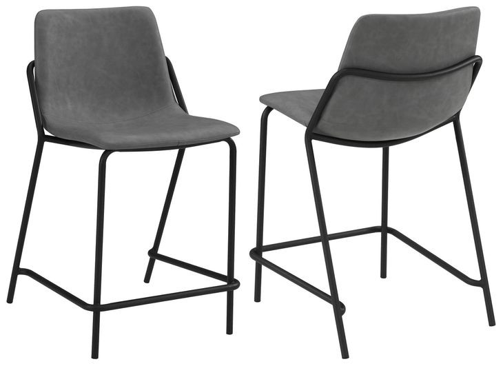 Earnest Grey And Black Solid Back Upholstered Counter Height Stool Set of 2