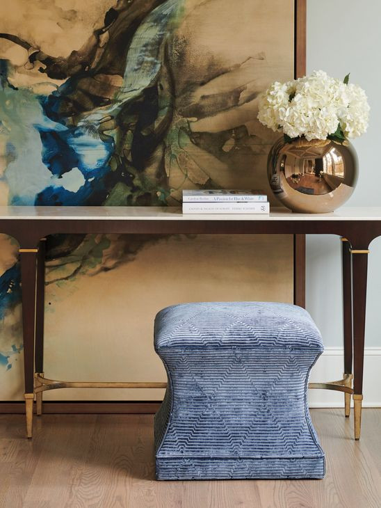 Sutton Carlyle Blue Upholstered Square Ottoman