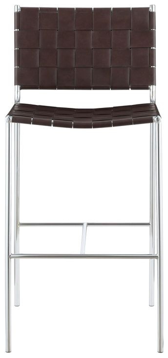 Adelaide Brown And Chrome Upholstered Open Back Bar Stool