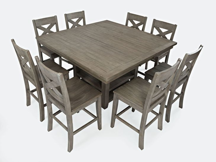 Outer Banks Driftwood Gray 9 Piece Counter Height Dining Set with Storage